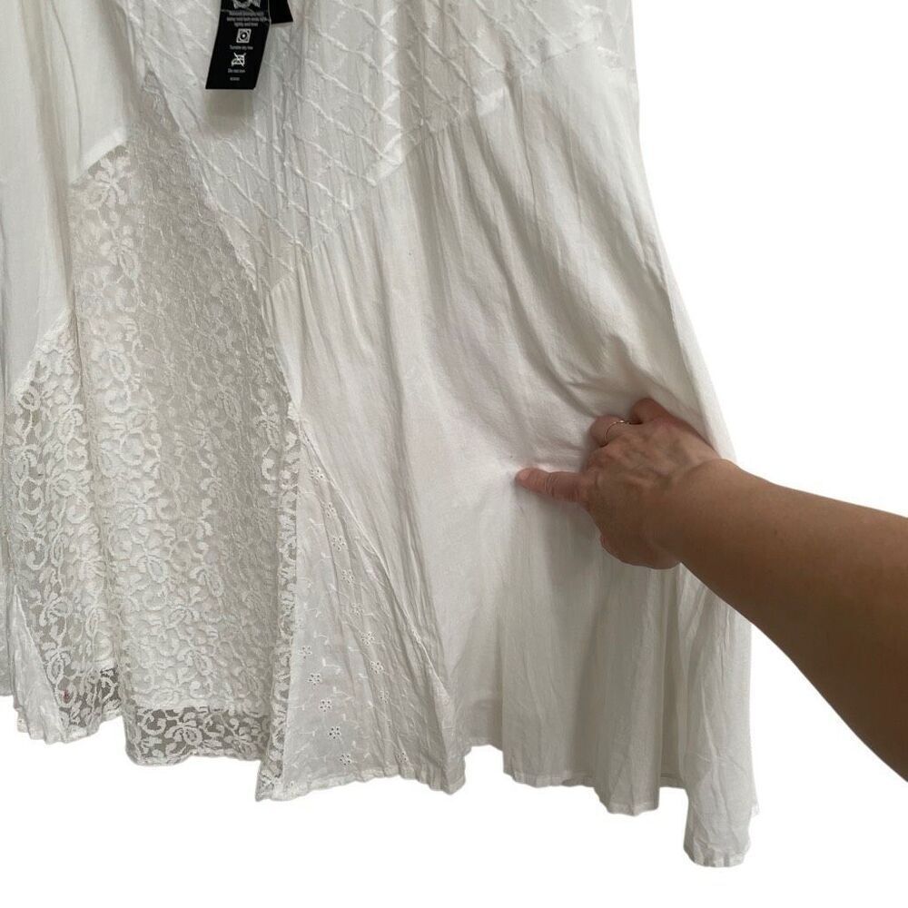 Style & Co Petite Maui bright white BoHo lace eyelet skirt womens PL A-line READ - Picture 4 of 9